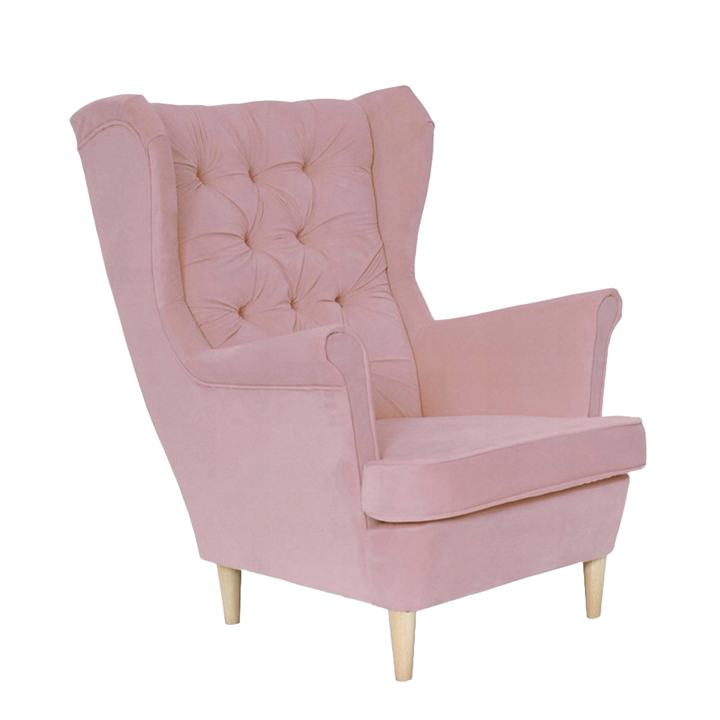 Fotel uszak Gaja skandynawski Family Meble pudrowy różowy jasny wygod