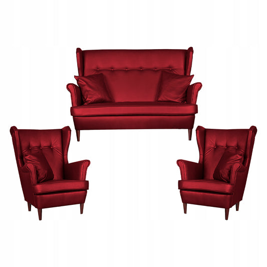 Zestaw wypoczynkowy mebli uszak Eko skóra sofa fotele skandynawskie Family Meble