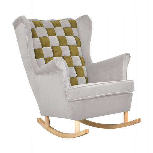 Fotel uszak bujany Carol Duo Family Meble szaro zielony kratka oliwka