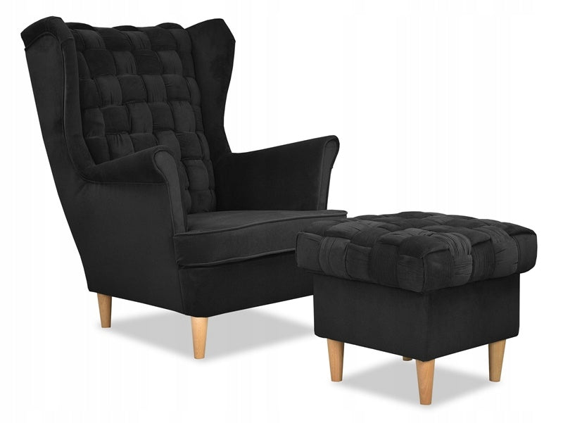 Fotel uszak Carol skandynawski Family Meble czarna głębia,czerń nowość
