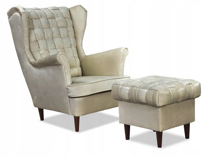 Fotel uszak Carol skandynawski Family Meble szampański jasny beż krem