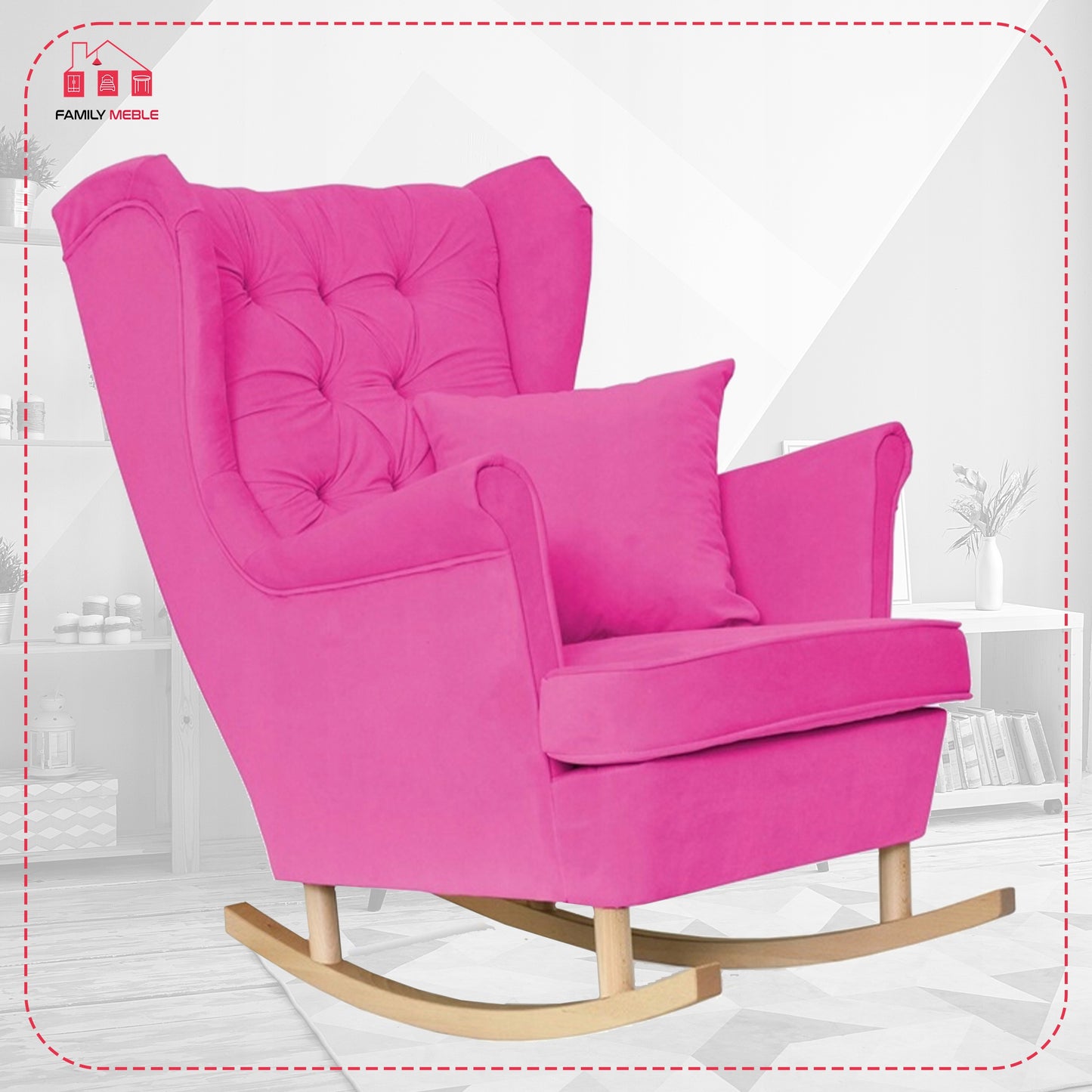 Fotel uszak Gaja bujany skandynawski Family Meble PINK dziewczęcy róż pudrowy