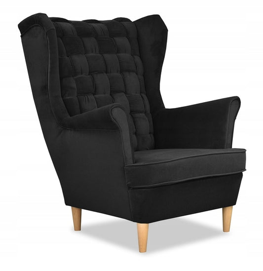 Fotel uszak Carol skandynawski Family Meble czarna głębia,czerń nowość