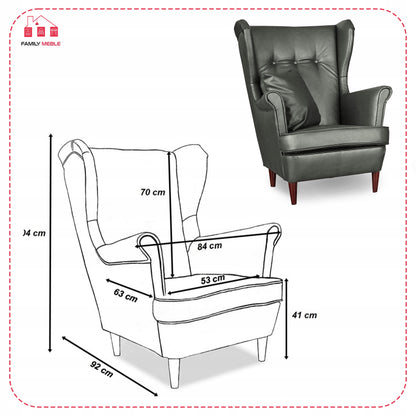 Zestaw wypoczynkowy mebli uszak Eko skóra sofa fotele skandynawskie Family Meble