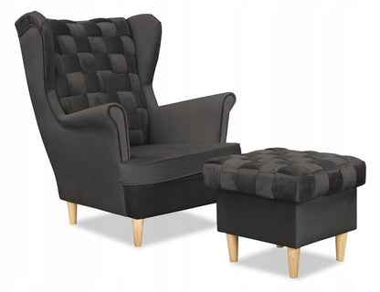 Fotel uszak Carol skandynawski Family Meble przeplatane OPARCIE grafit