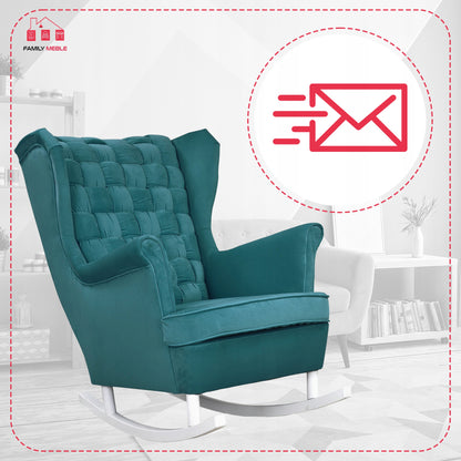 Fotel uszak Carol bujany skandynawski Family Meble turkusowy niebieski