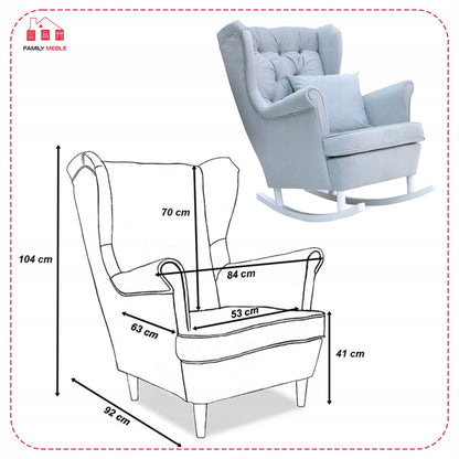 Fotel uszak bujany skandynawski Gaja Family Meble perłowy niebieski