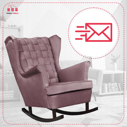 Fotel uszak Carol bujany skandynawski Family Meble brudny róż, różowy