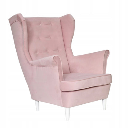 Fotel uszak Diana skandynawski Family Meble pudrowy róż pastelowy