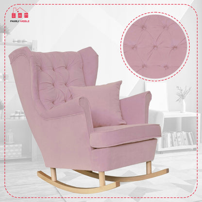 Fotel uszak Gaja bujany skandynawski Family Meble róż bujak na płozach