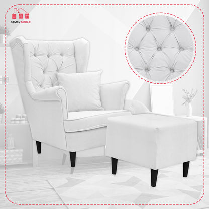 Fotel uszak Gaja z podnóżkiem skandynawsk Family Meble prestiżowy styl