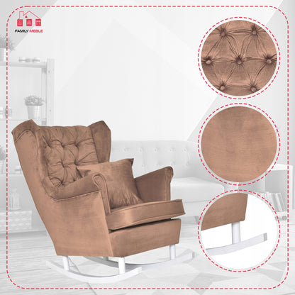 Fotel uszak Gaja bujany skandynawski Family Meble perłowy łososiowy