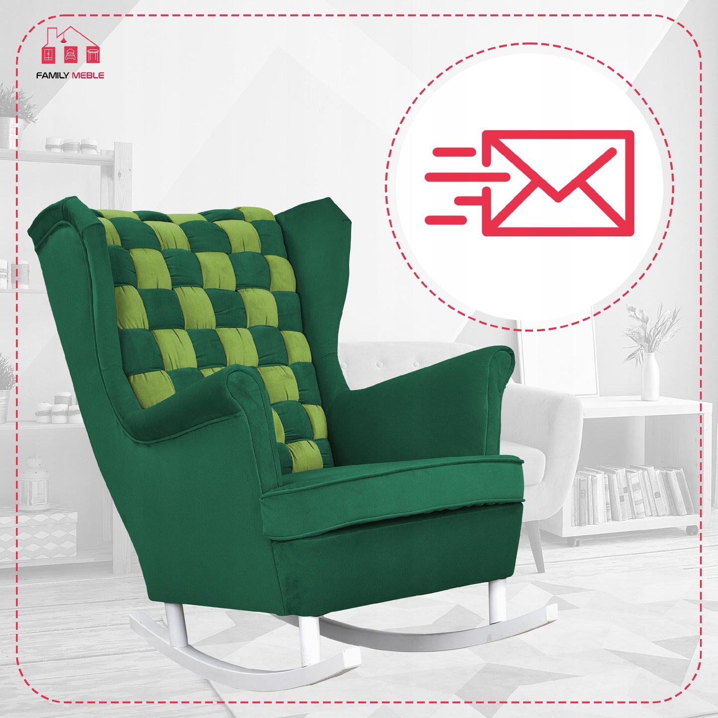 Fotel uszak bujany Carol Duo Family Meble zielona butelka jasna zieleń moda