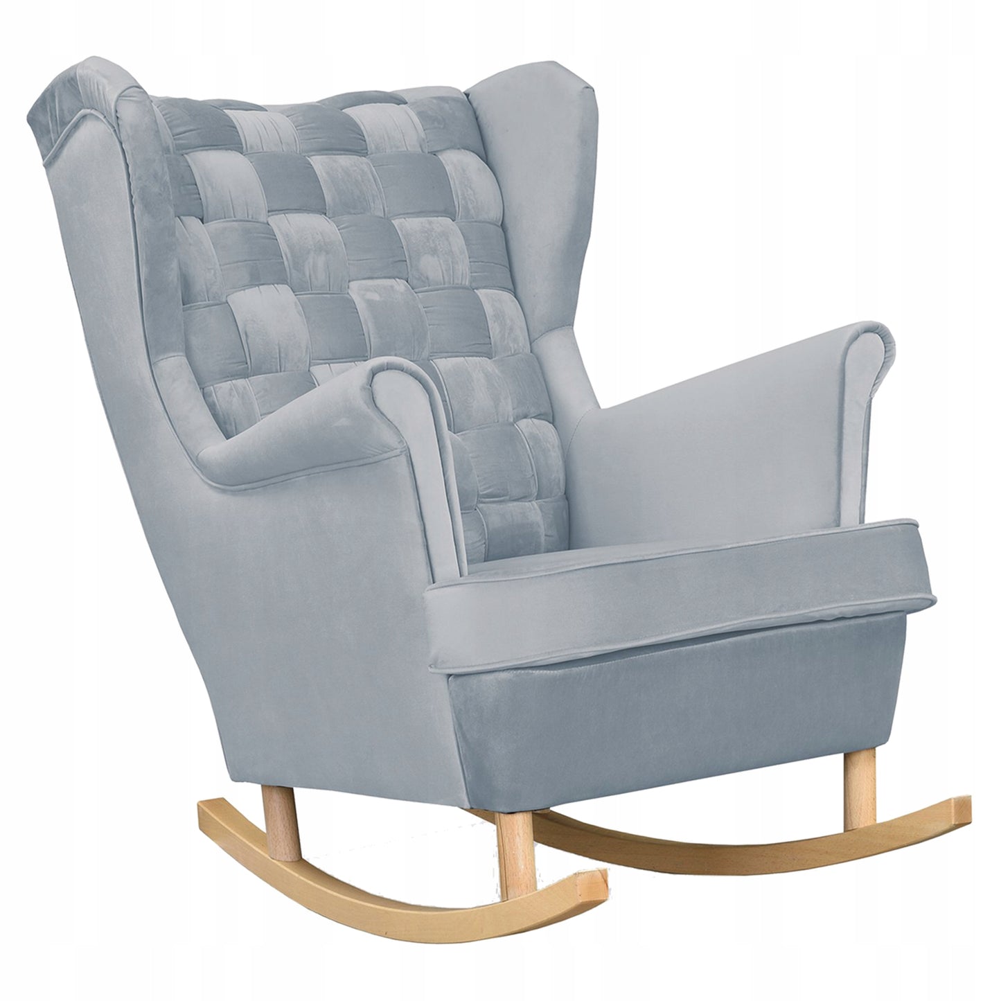 Fotel uszak Carol bujany skandynawski Family Meble stalowy, siwy jasny