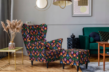 Fotel uszak Carol skandynawski Family Meble granatowy ciemno niebieski