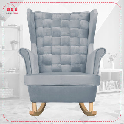 Fotel uszak Carol bujany skandynawski Family Meble stalowy, siwy jasny