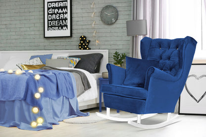 Fotel uszak Carol skandynawski Family Meble błękitno szary aksamit