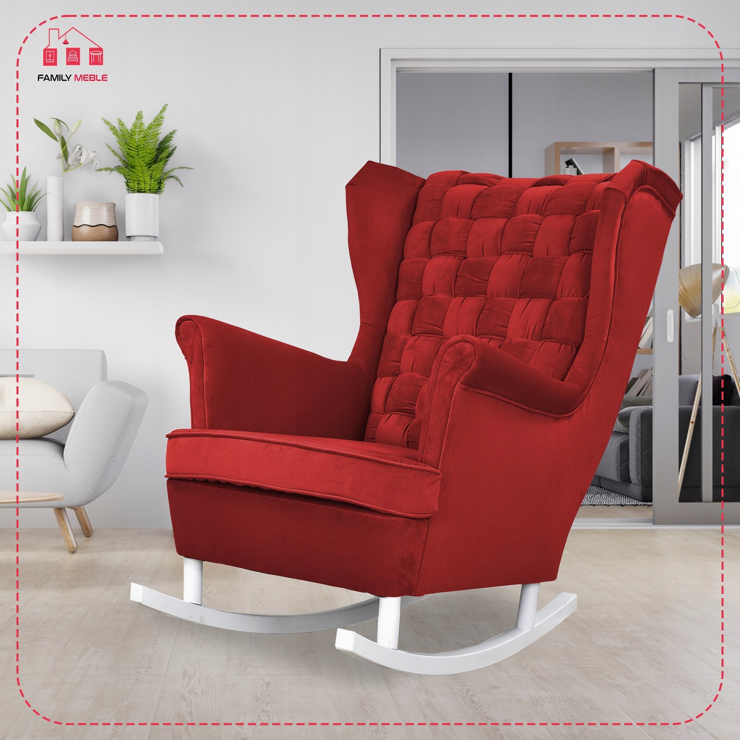 Fotel uszak Carol bujany skandynawski Family Meble turkusowy niebieski