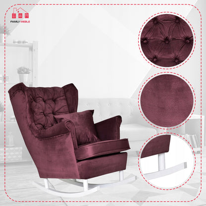 Fotel uszak Gaja bujany skandynawski Family Meble purpurowy rubinowy