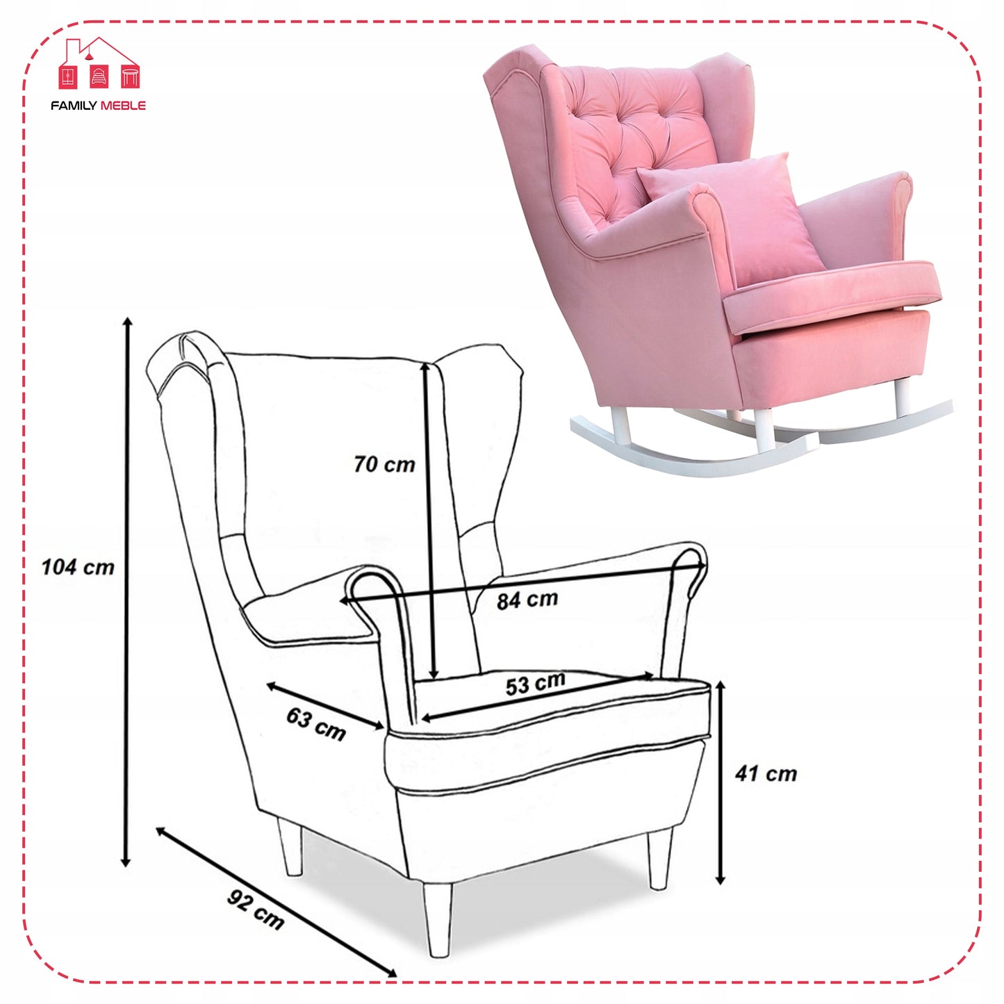 Fotel uszak bujany skandynawski Gaja Family Meble wrzosowy róż salonu