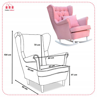 Fotel uszak bujany skandynawski Gaja Family Meble wrzosowy róż salonu