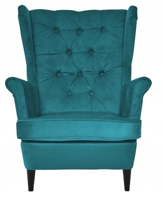 Fotel uszak skandynawski Gaja Family Meble turkusowy niebieski WELUR