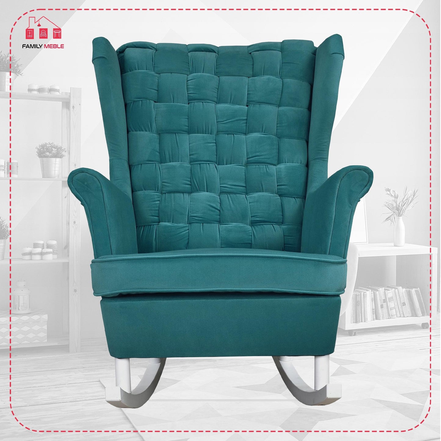 Fotel uszak Carol bujany skandynawski Family Meble turkusowy niebieski