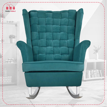 Fotel uszak Carol bujany skandynawski Family Meble turkusowy niebieski