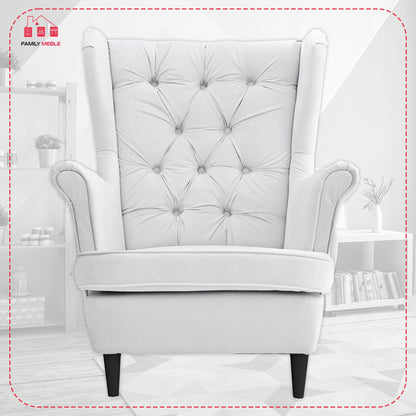 Fotel uszak Gaja z podnóżkiem skandynawsk Family Meble prestiżowy styl