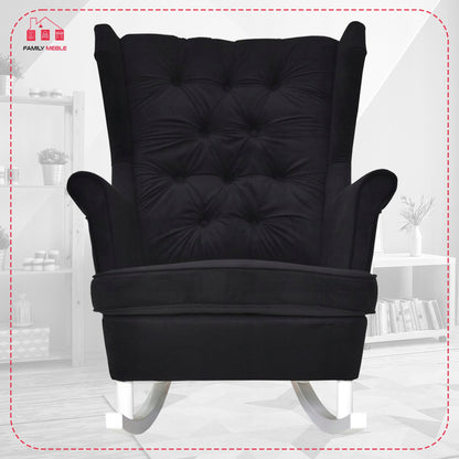 Fotel uszak Gaja bujany skandynawski Family Meble czarny głębokie piki