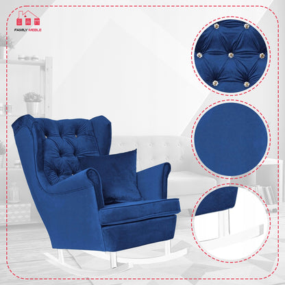 Fotel uszak Gaja bujany skandynawski Family Meble niebieski chabrowy