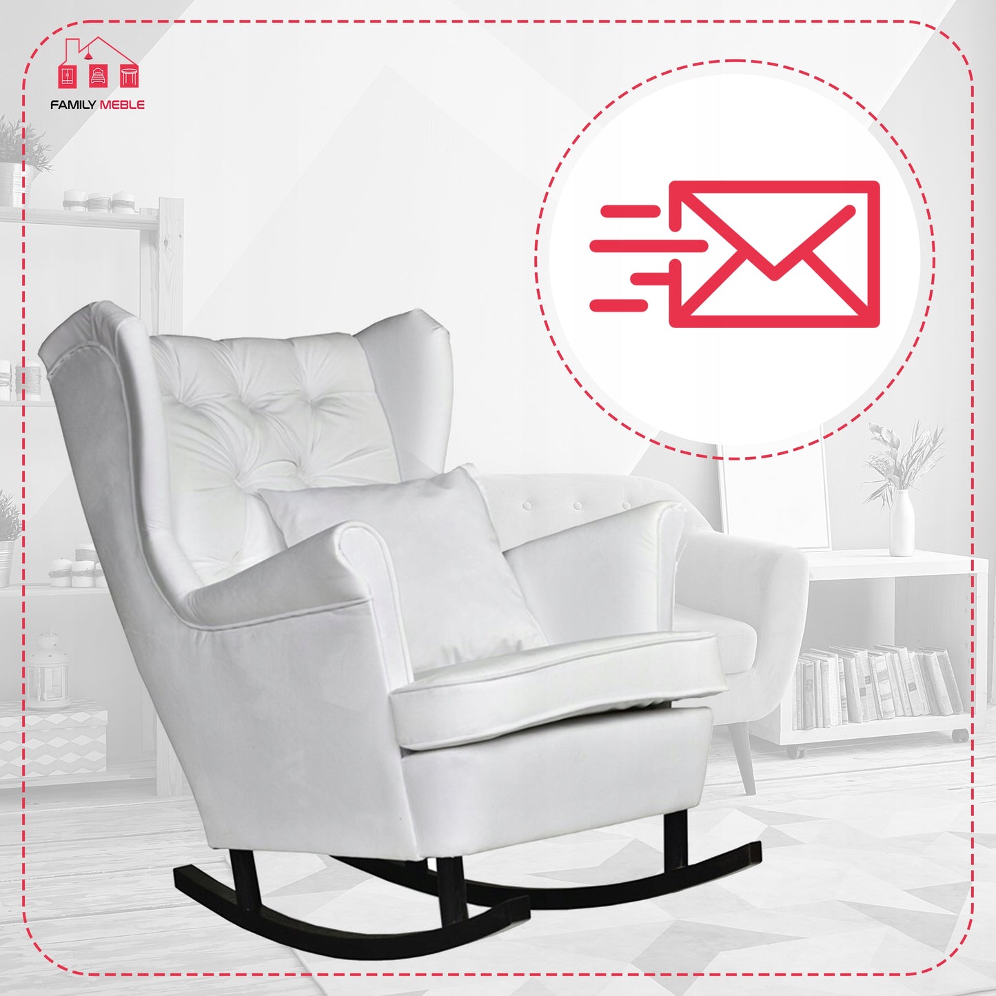 Fotel uszak Gaja bujany skandynawski Family Meble perłowy siwy jasny