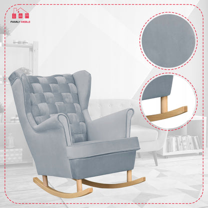 Fotel uszak Carol bujany skandynawski Family Meble stalowy, siwy jasny