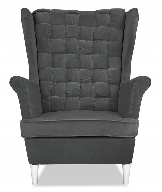 Fotel uszak Carol skandynawski Family Meble plecione oparcie ANTRACYT