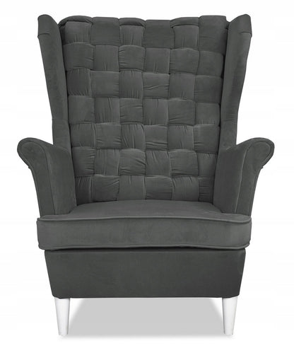 Fotel uszak Carol skandynawski Family Meble plecione oparcie ANTRACYT