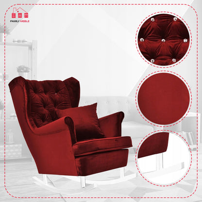 Fotel uszak Gaja bujany skandynawski Family Meble aksamitny czerwony