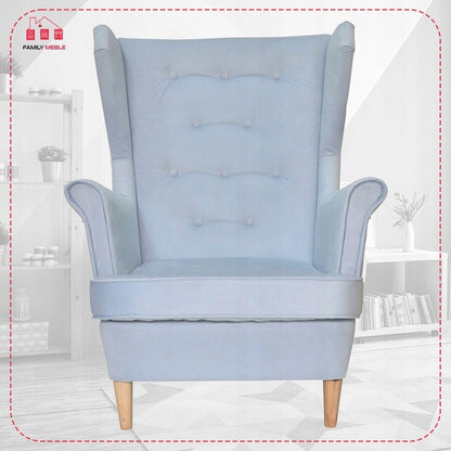 Fotel uszak Diana skandynawski Family Meble pudrowy róż pastelowy