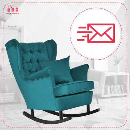 Fotel uszak bujany skandynawski Gaja Family Mebl patynowy turkus bujak