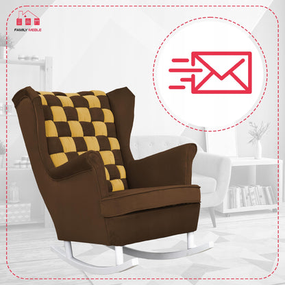 Fotel uszak bujany Carol Duo Family Meble żółto brązowy ciemny beż  welur