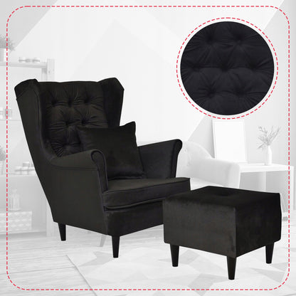 Fotel uszak Gaja z podnóżkiem skandynawski Family Meble ciemno szary