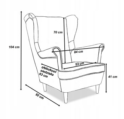 Zestaw wypoczynkowy mebli uszak ARI Print sofa fotele skandynawskie Family Meble