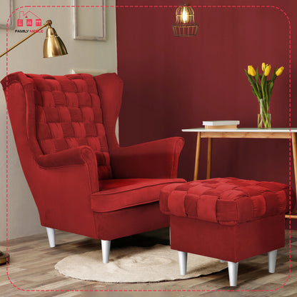 Fotel uszak Carol z podnóżkiem skandynawski Family Meble ciemny szary