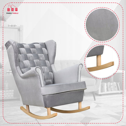 Fotel uszak Carol bujany skandynawski Family Meble siwy AKSAMIT