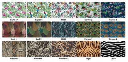 Fotel uszak ARI PRINT skandynawski Family Meble monstera złoto czarny