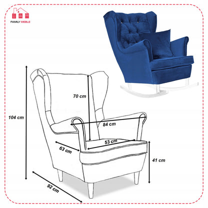 Fotel uszak Gaja bujany skandynawski Family Meble niebieski chabrowy