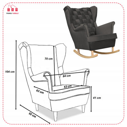 Fotel uszak Carol bujany skandynawski Family Meble grafitowy ciemny