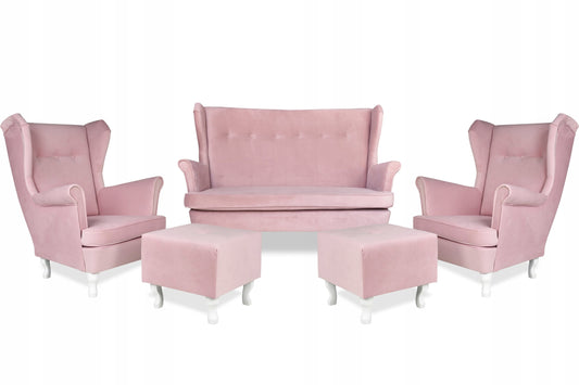 Zestaw wypoczynkowy mebli uszak Ari sofa fotele pufy Family Meble komplet