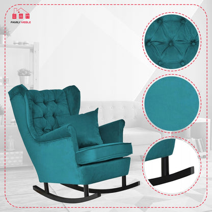 Fotel uszak bujany skandynawski Gaja Family Mebl patynowy turkus bujak