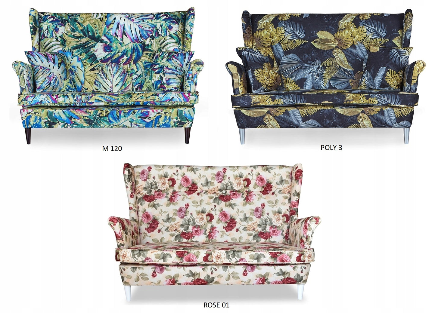 Zestaw wypoczynkowy mebli uszak ARI Print sofa fotele skandynawskie Family Meble