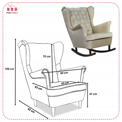 Fotel uszak Carol bujany skandynawski Family Meble beżowy, kremowy